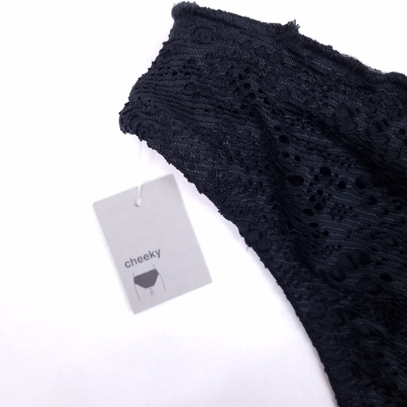 Mossimo Crochet Cheeky Swim Bikini Bottom Black S - Picture 6 of 8